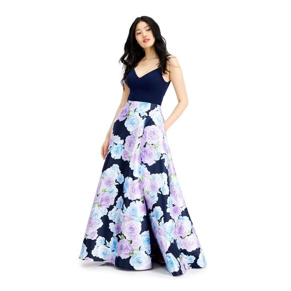 NWT B DARLIN Womens Navy Spaghetti Strap Empire Waist Dress 3\4 - Picture 1 of 5